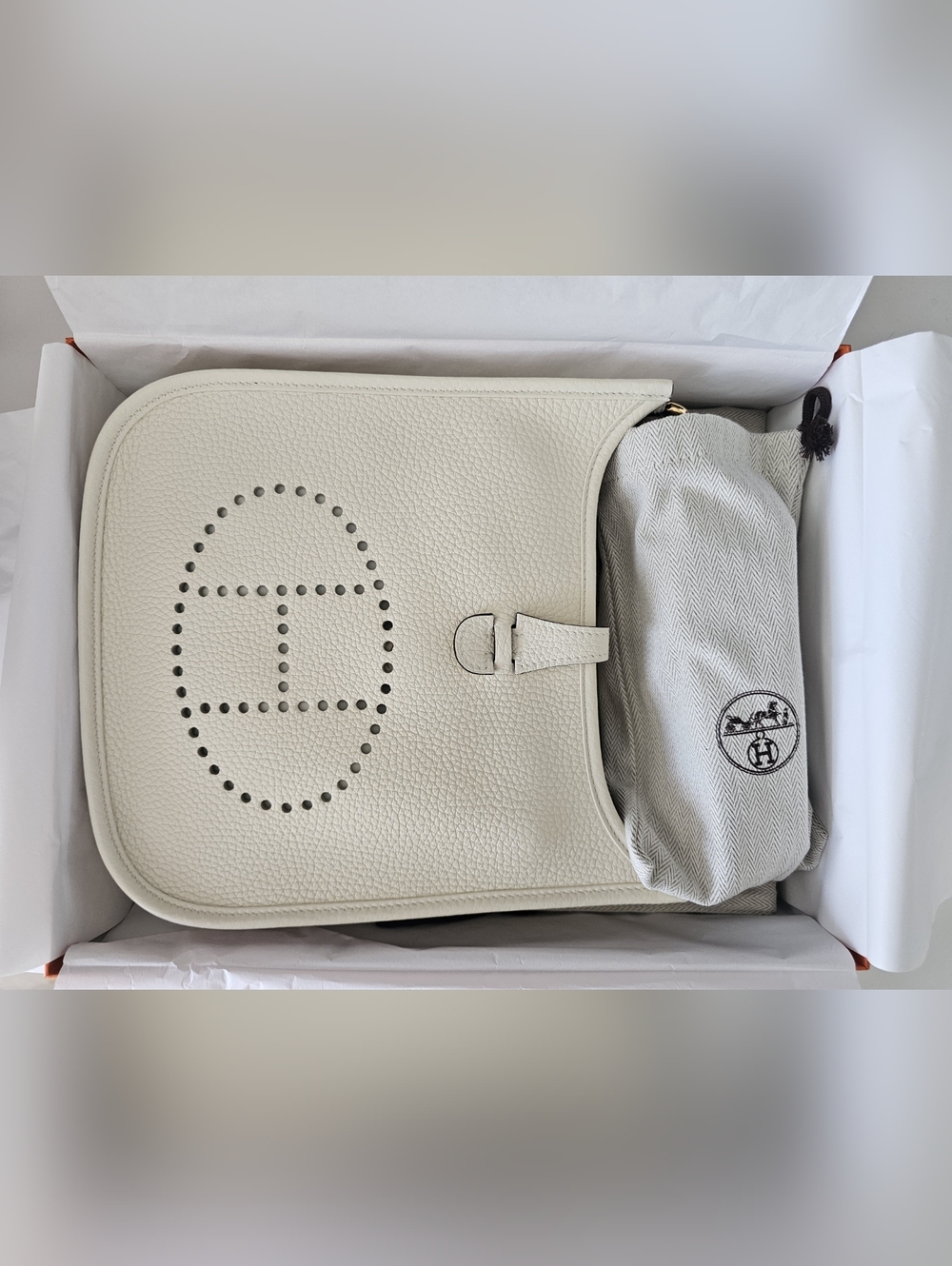 Hermes Cream Togo Evelyne III Shoulder Bag